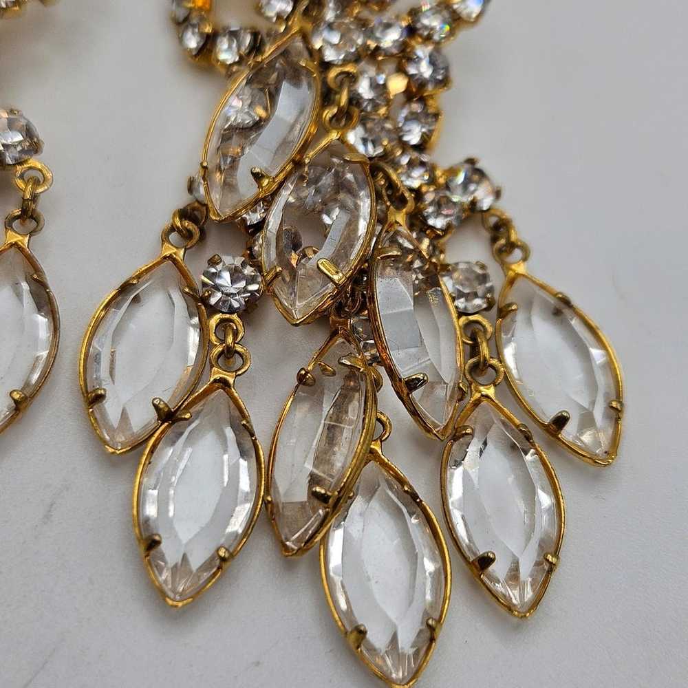 Vintage Juliana Style Clear Crystals Dangle Gold … - image 4