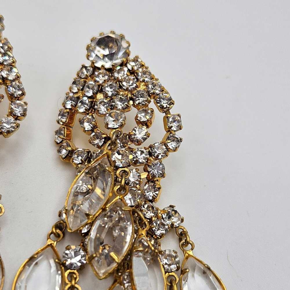 Vintage Juliana Style Clear Crystals Dangle Gold … - image 5