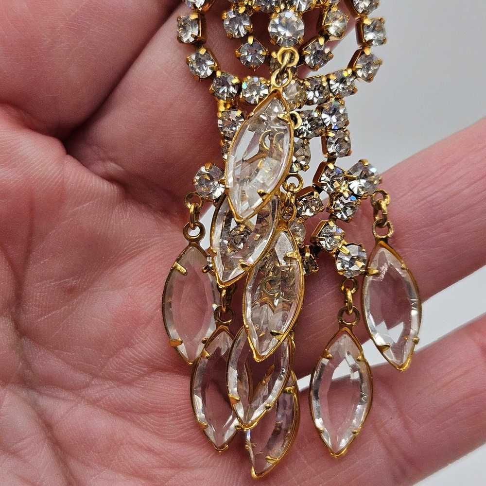 Vintage Juliana Style Clear Crystals Dangle Gold … - image 6