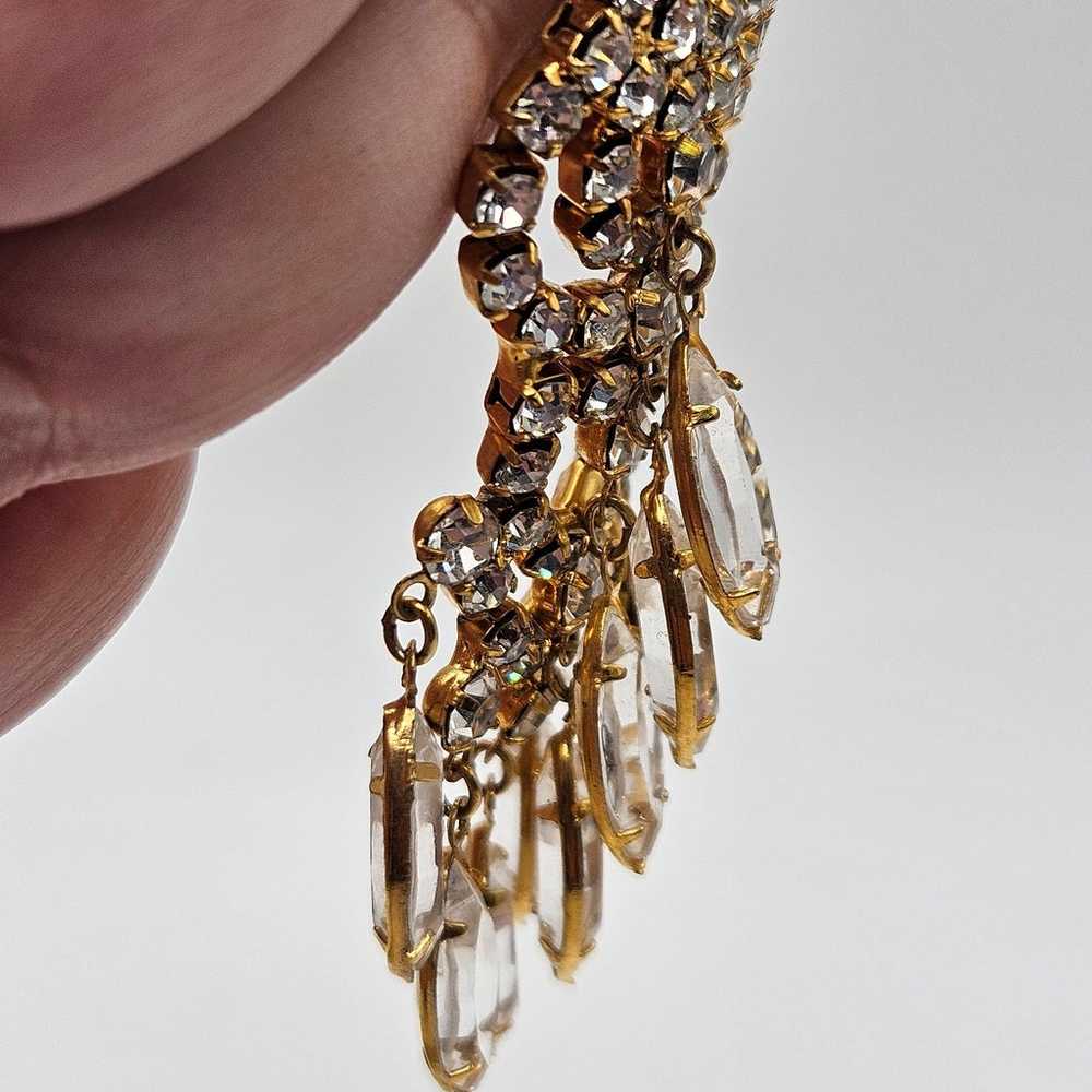 Vintage Juliana Style Clear Crystals Dangle Gold … - image 7