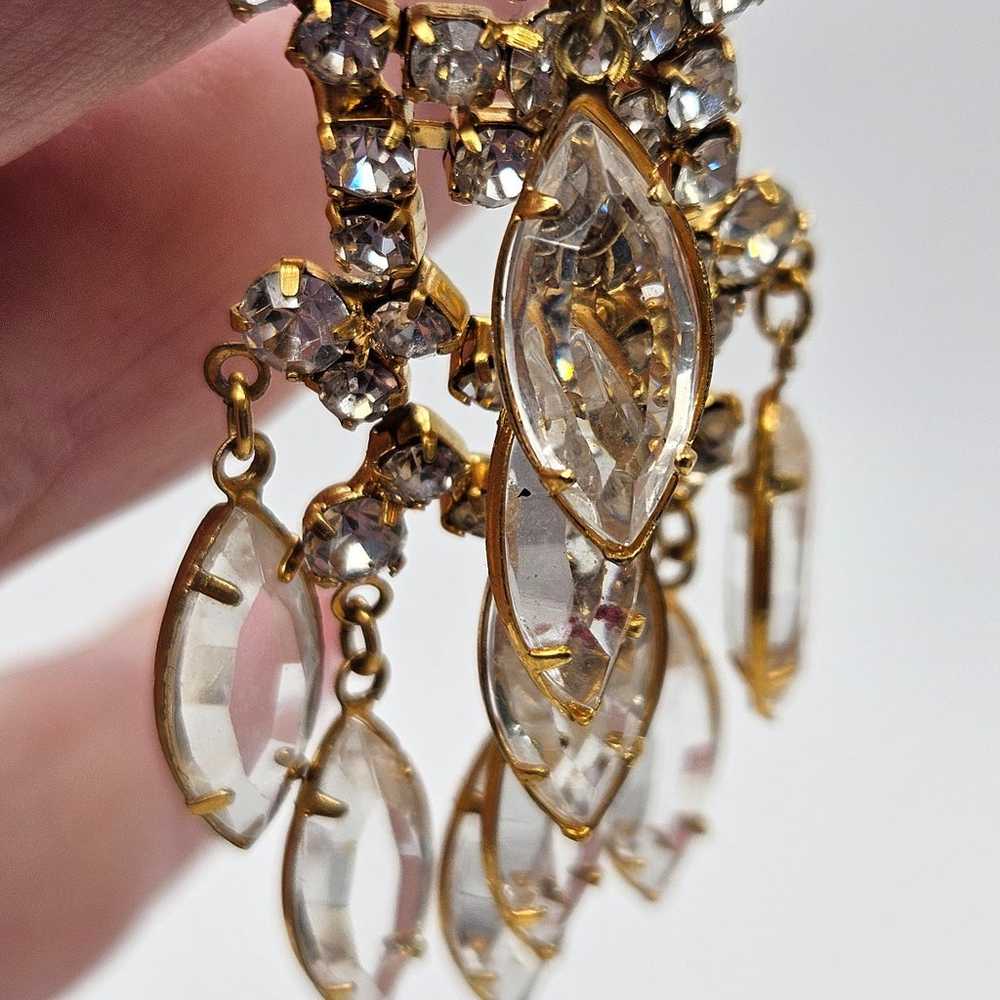 Vintage Juliana Style Clear Crystals Dangle Gold … - image 8