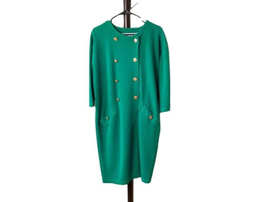 Vintage 80s Green Nautical Knit Dress Women Size … - image 2