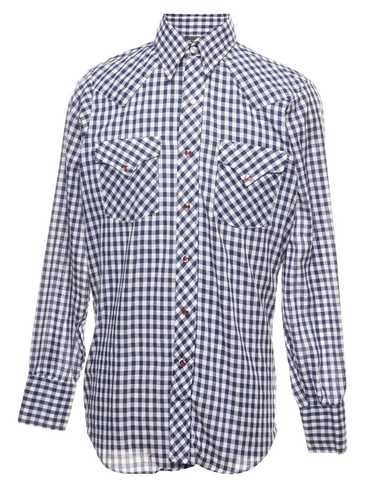 Navy Checked Classic Western Shirt - M - image 1