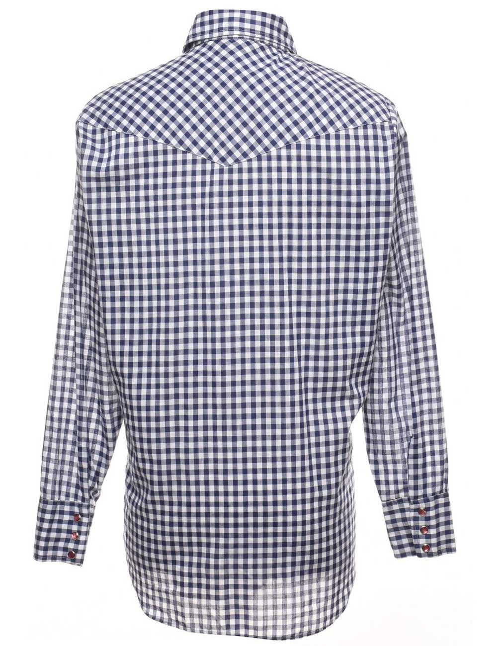 Navy Checked Classic Western Shirt - M - image 2