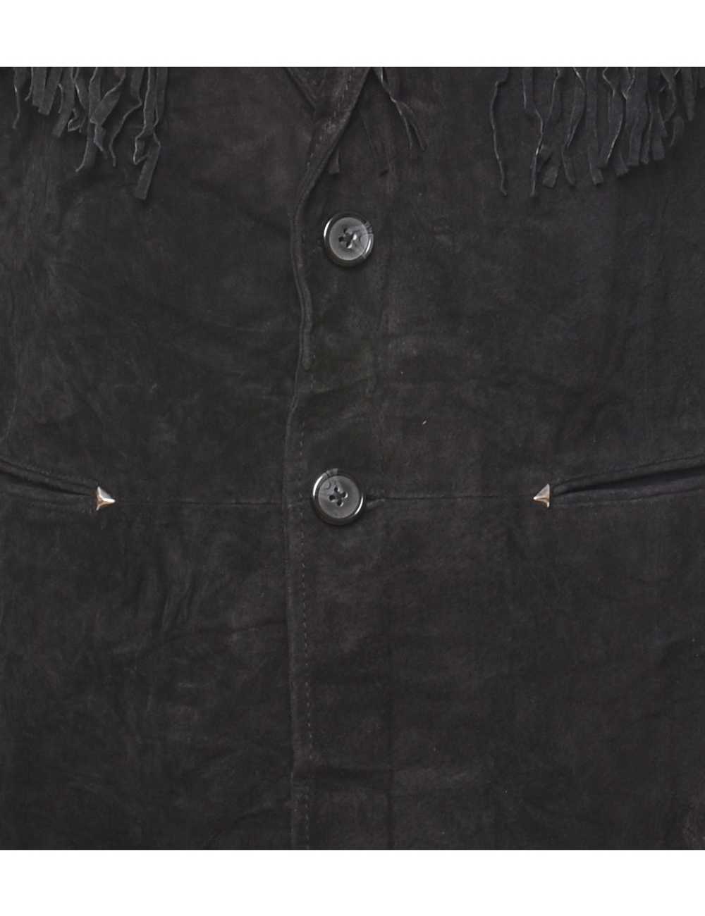 Black Classic Suede Fringed Jacket - M - image 3