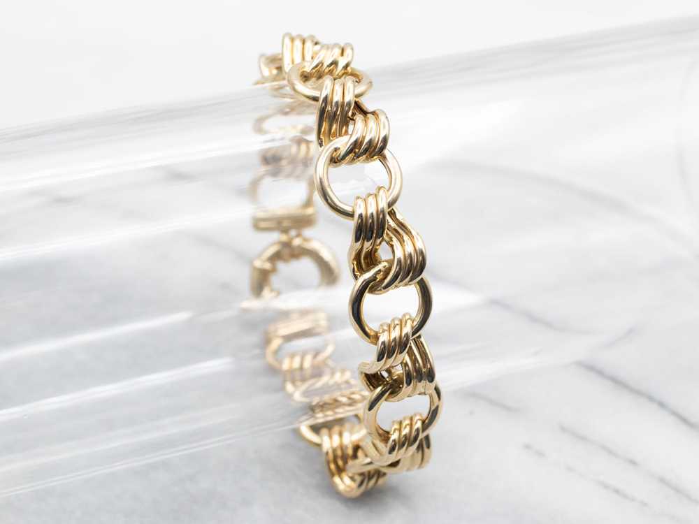 Yellow Gold Twisted and Round Link Bracelet with … - image 4