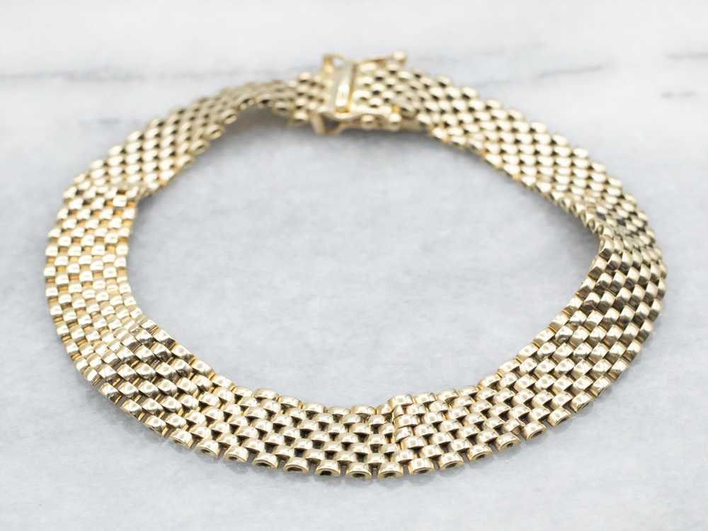 Yellow Gold Mesh Link Bracelet with Box Clasp - image 1
