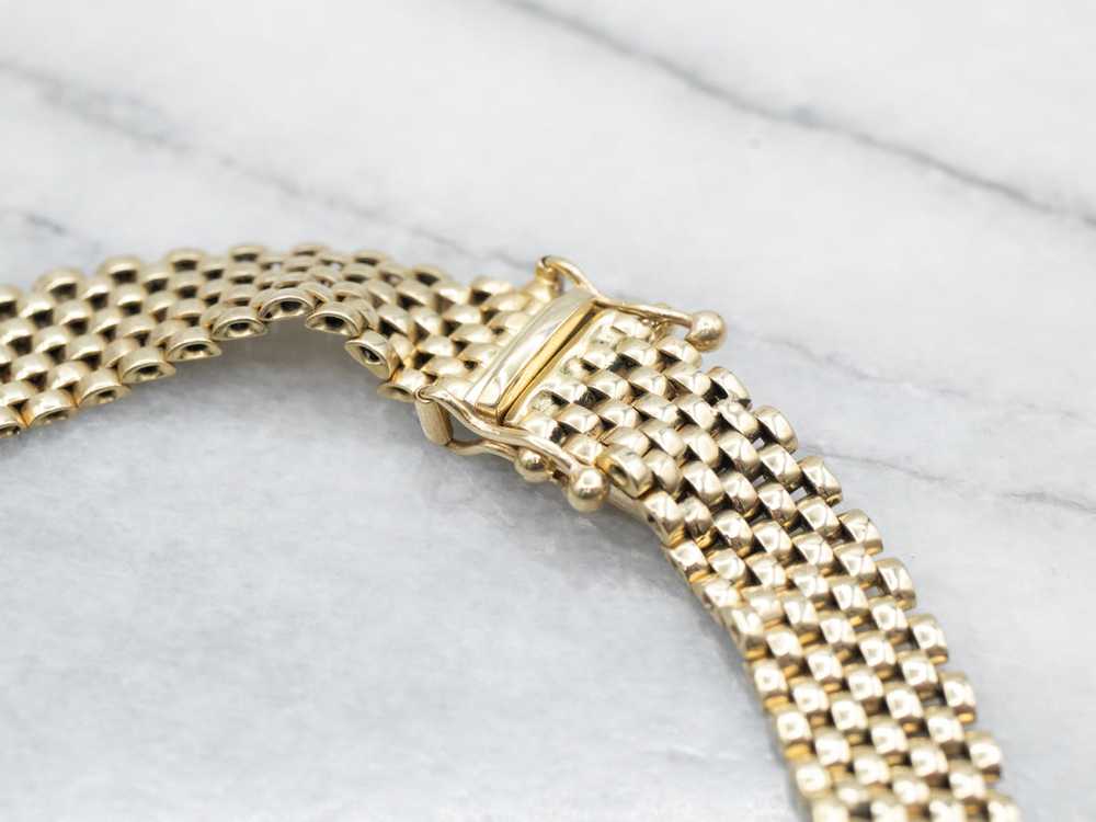 Yellow Gold Mesh Link Bracelet with Box Clasp - image 2