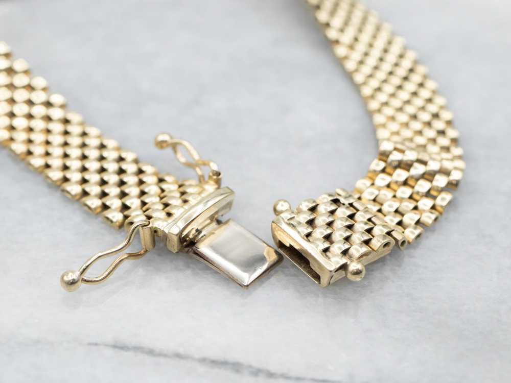 Yellow Gold Mesh Link Bracelet with Box Clasp - image 3