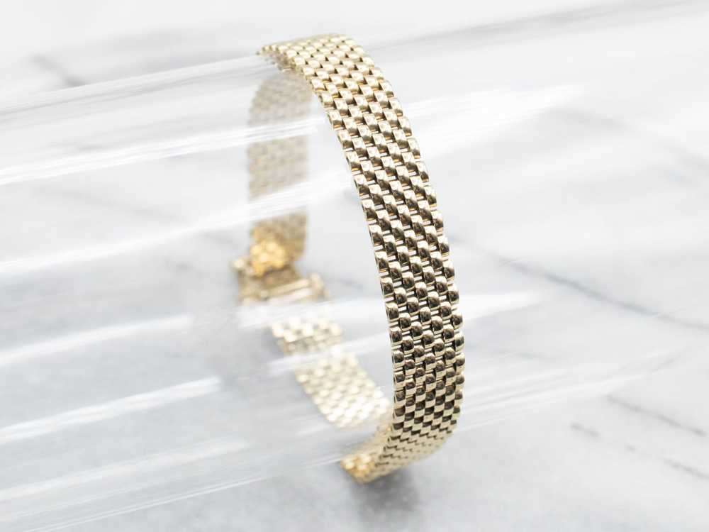 Yellow Gold Mesh Link Bracelet with Box Clasp - image 4