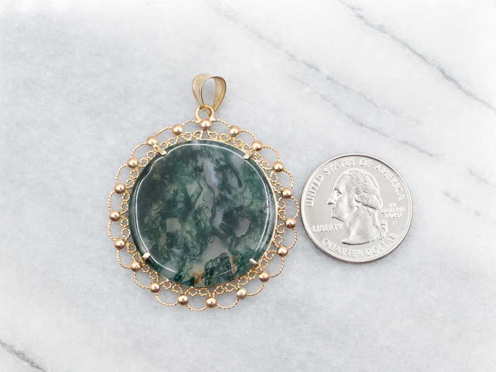 Scrolling Gold Moss Agate Pendant - image 3