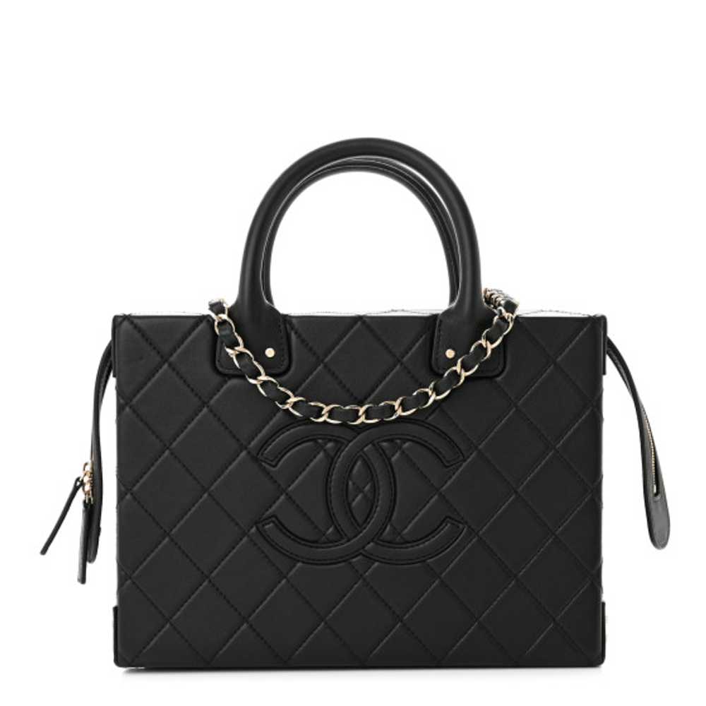 CHANEL Calfskin Quilted Studded Square Vanity Cas… - image 1