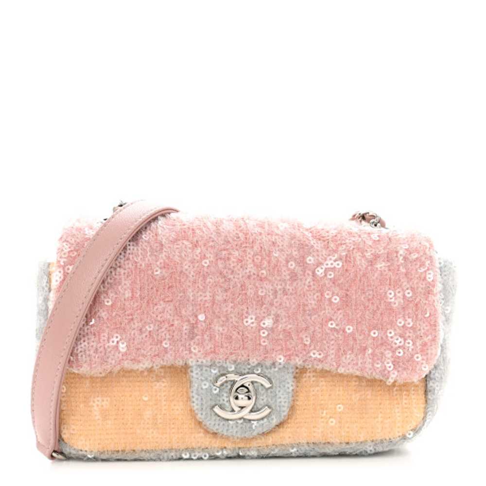 CHANEL Sequin Mini Waterfall Flap Pink Blue Yellow - image 1