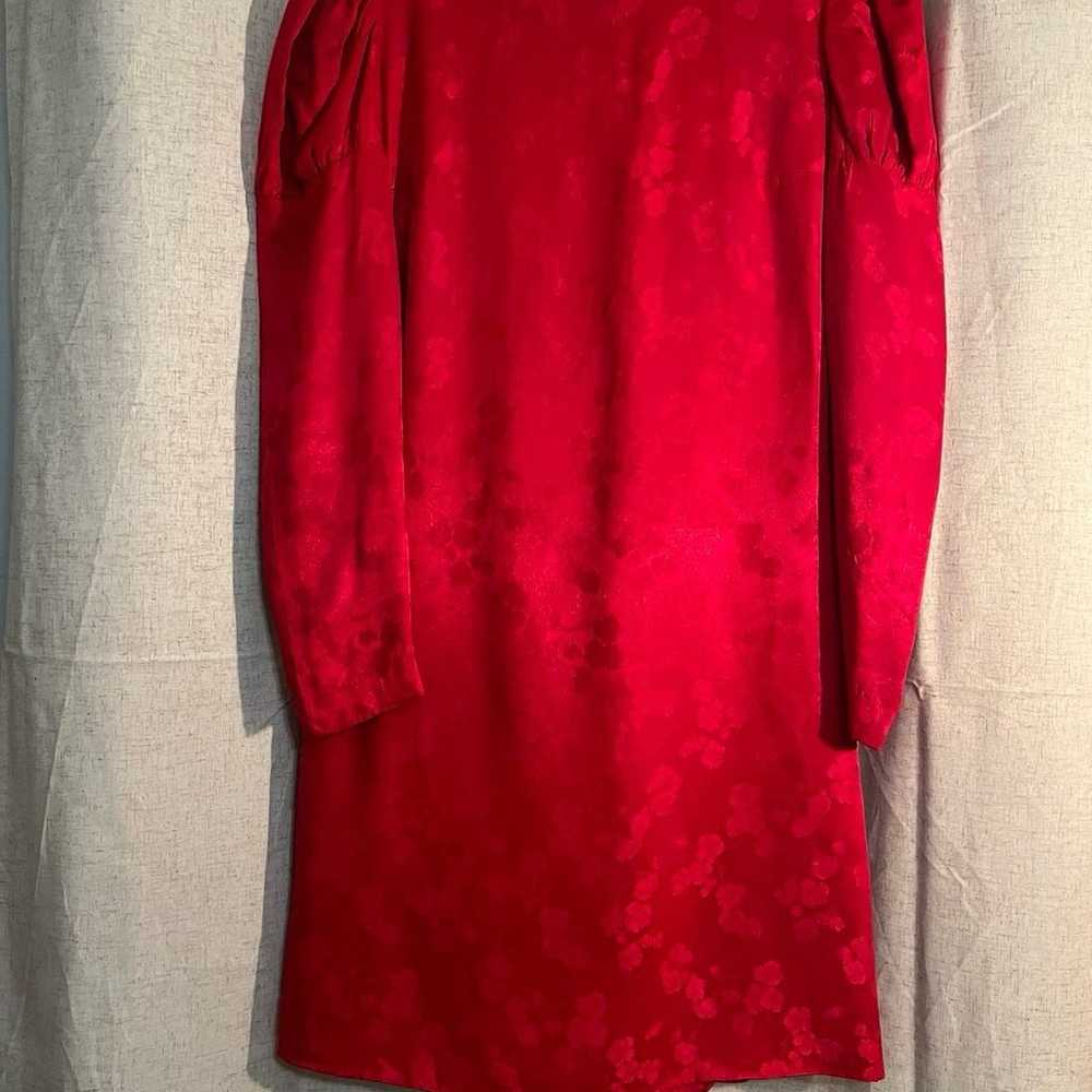 Vintage Red Mock Neck Puffy Sleeve Dress - image 1