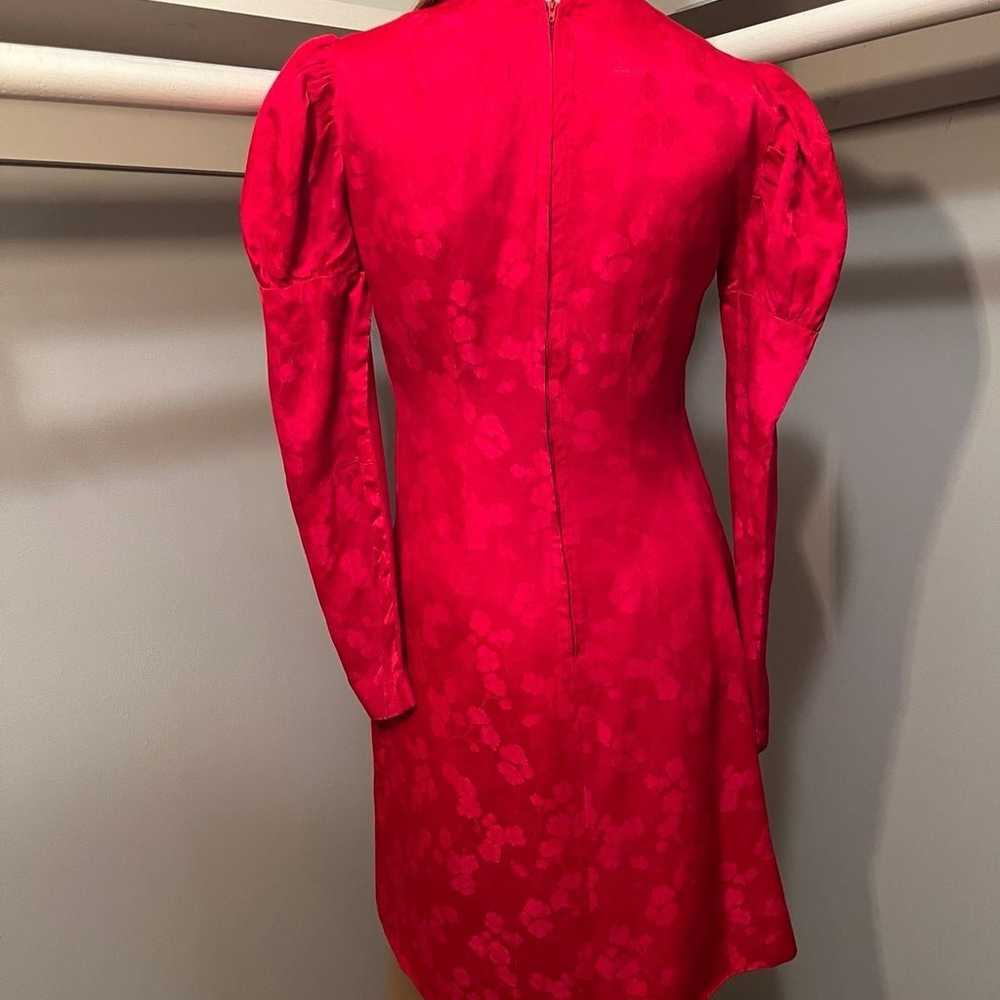 Vintage Red Mock Neck Puffy Sleeve Dress - image 6