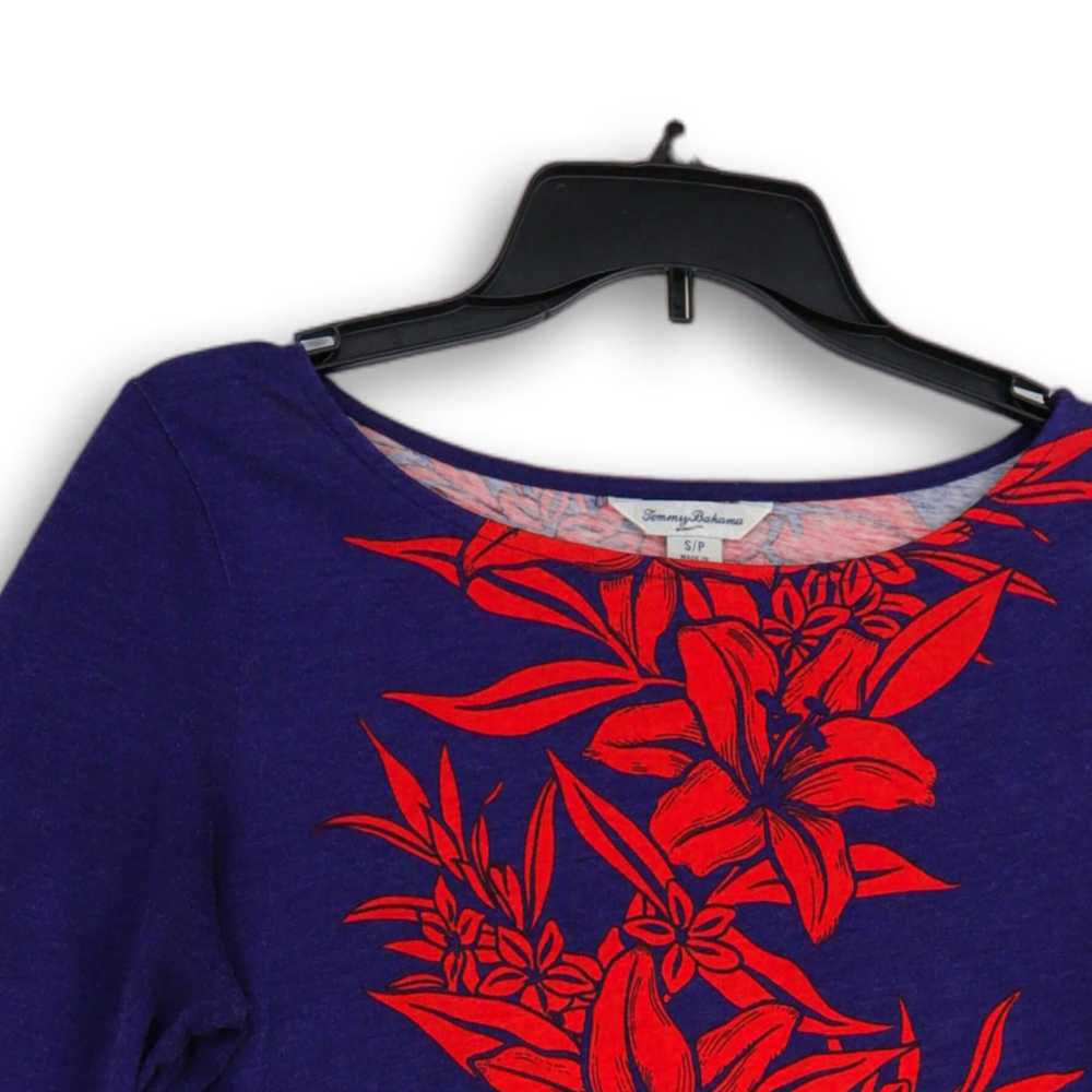 Tommy Bahama Womens Blue Red Floral Boat Neck Lon… - image 3