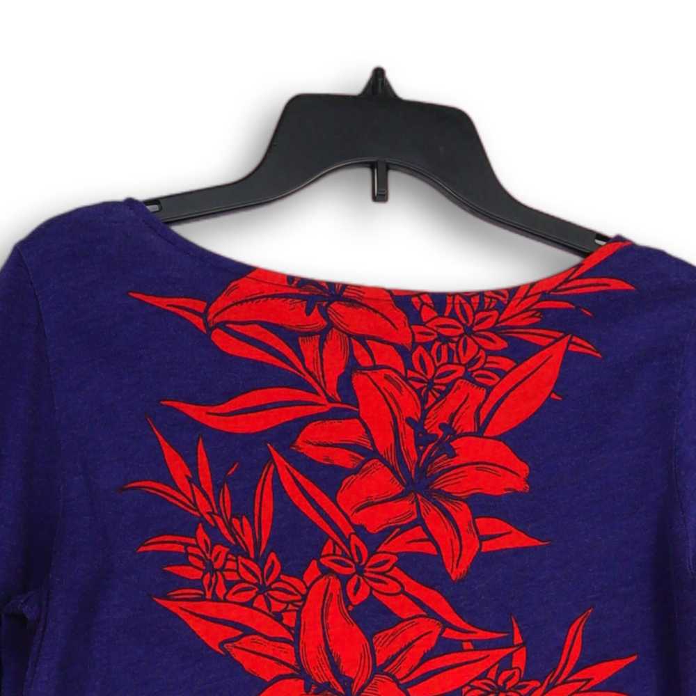 Tommy Bahama Womens Blue Red Floral Boat Neck Lon… - image 4