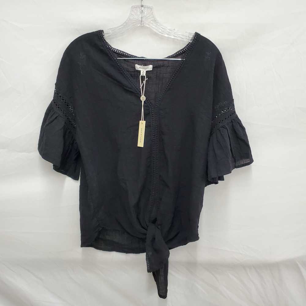 NWT Max Studio Black Lace Blouse Top Size SM - image 1