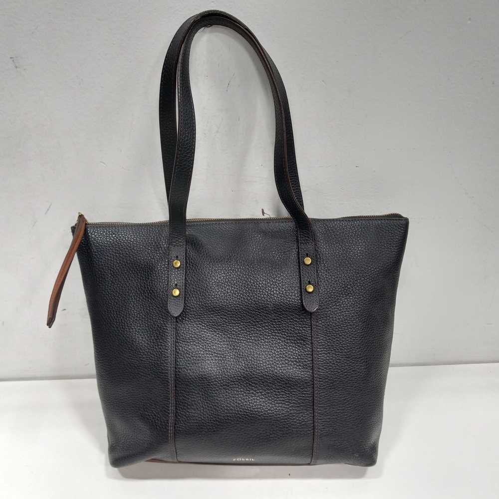Fossil Black Leather Tote Purse - image 1