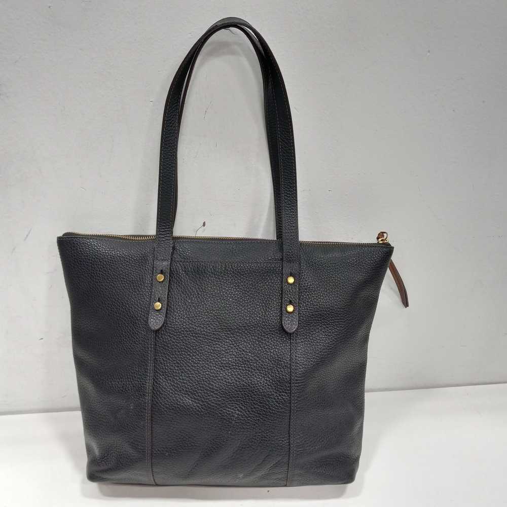 Fossil Black Leather Tote Purse - image 2