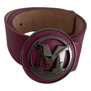 Missoni Mens Dark Brown Leather Belt With Yellow Metal Buckle 1 Wide 49  Long