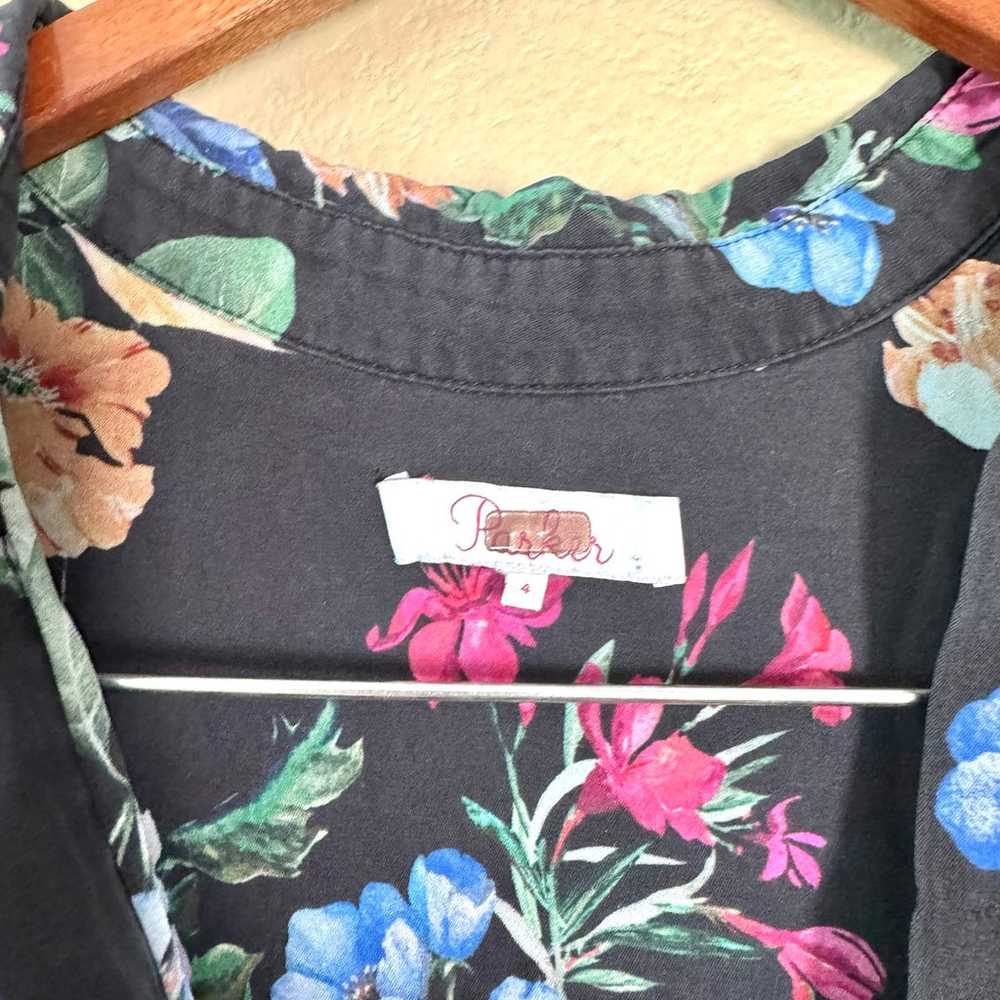 Parker Ora Sheer Silk Blend Floral Waist Tie Mini… - image 3
