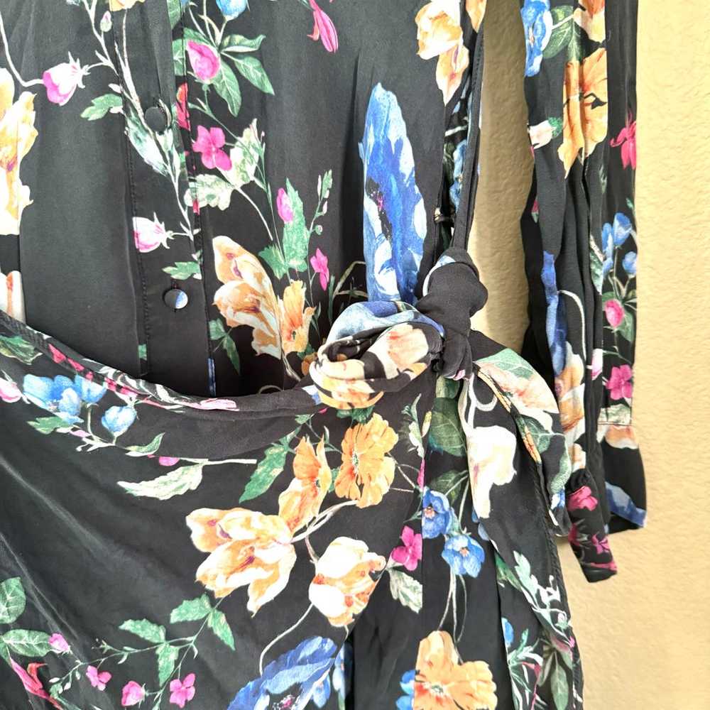 Parker Ora Sheer Silk Blend Floral Waist Tie Mini… - image 5