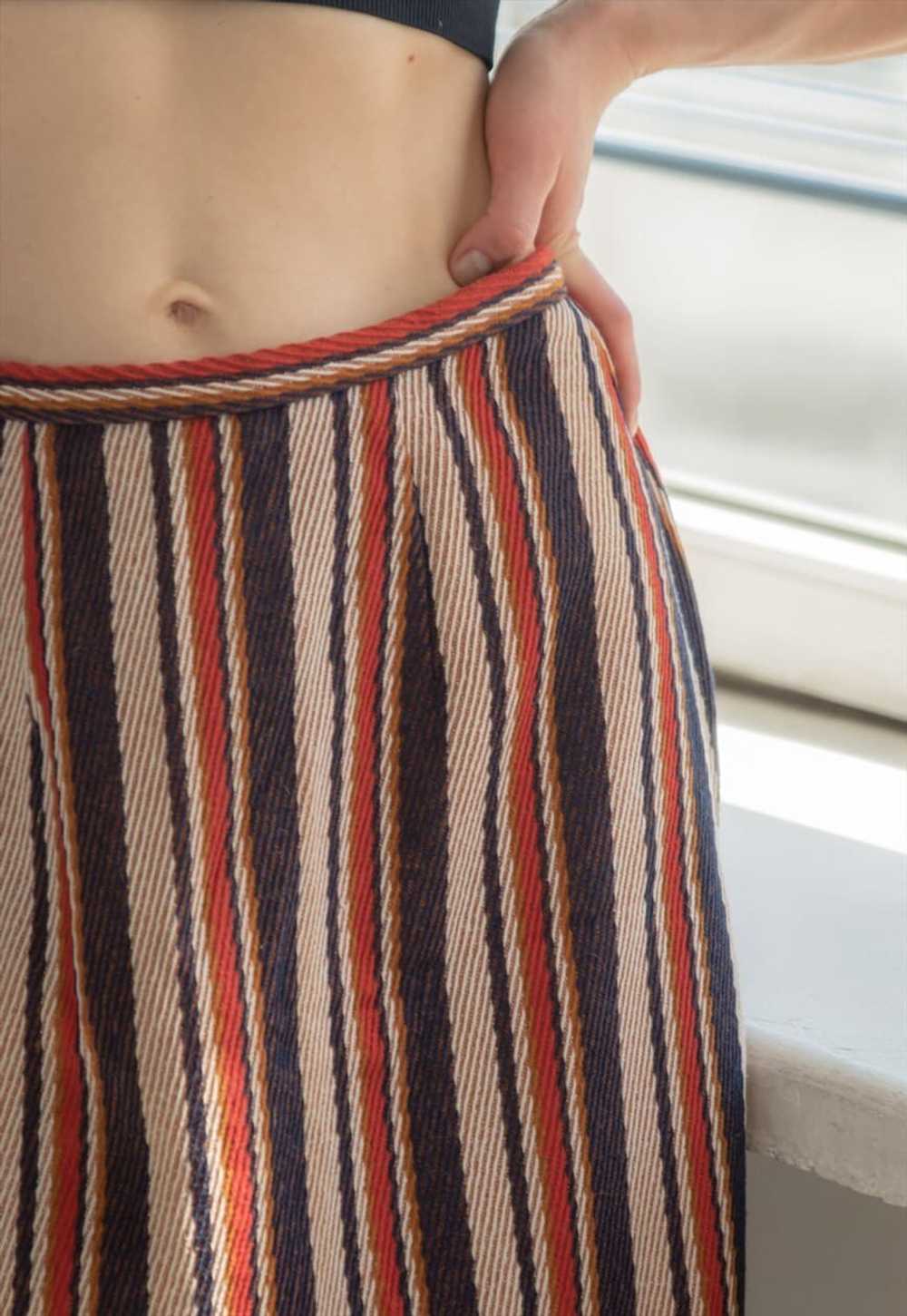 Vintage 70's Multicolour Striped Midi Skirt - image 3