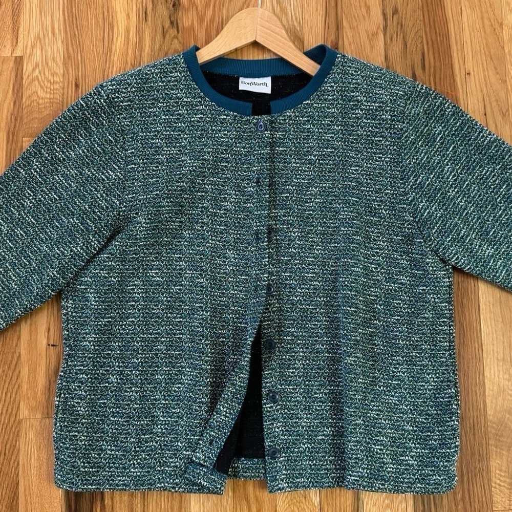 Bon Worth Vintage Tweed Polyester Button Blazer - image 1