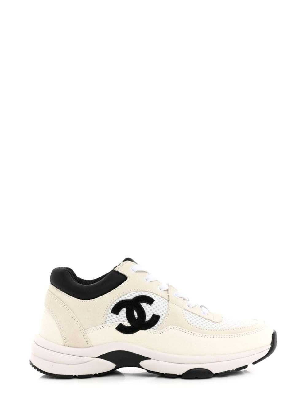 CHANEL Pre-Owned CC suede lace-up sneakers - White - image 1