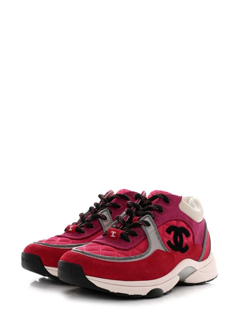 CHANEL Pre-Owned CC suede mesh sneakers - Pink - image 3
