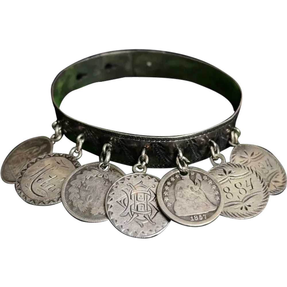 Victorian Silver Love Token Bracelet | Antique 18… - image 1