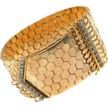 French Retro 18 Karat Yellow Gold Diamond Buckle … - image 1