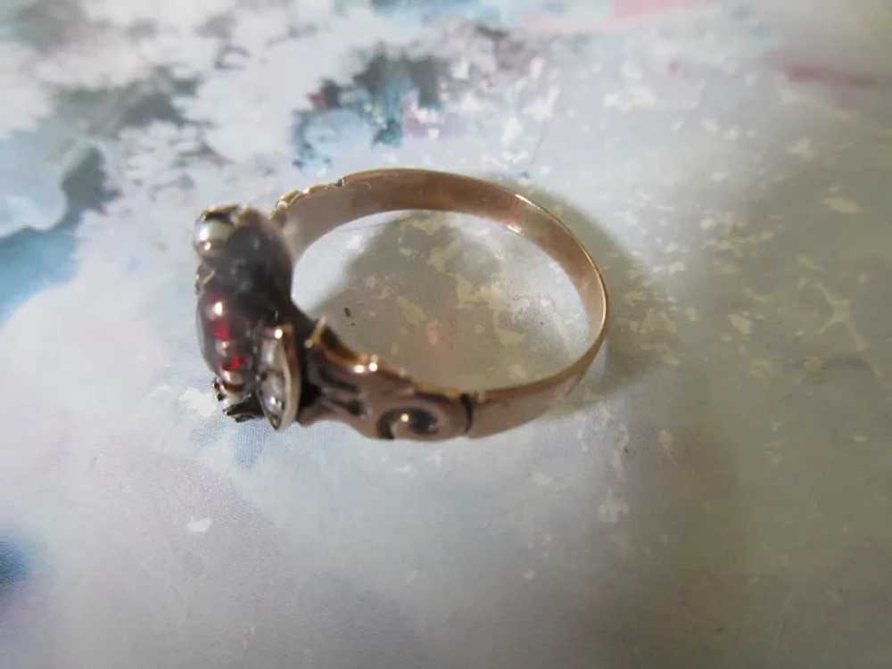 Victorian Antique 10K Seed Pearl and Paste Ring - image 3