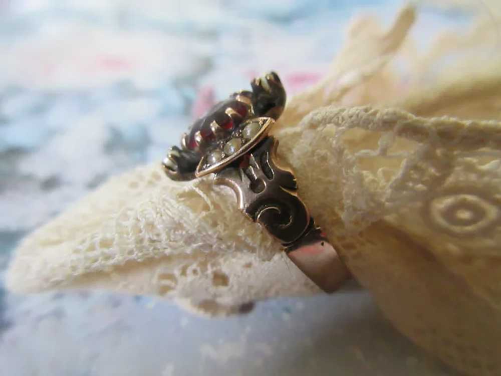 Victorian Antique 10K Seed Pearl and Paste Ring - image 6