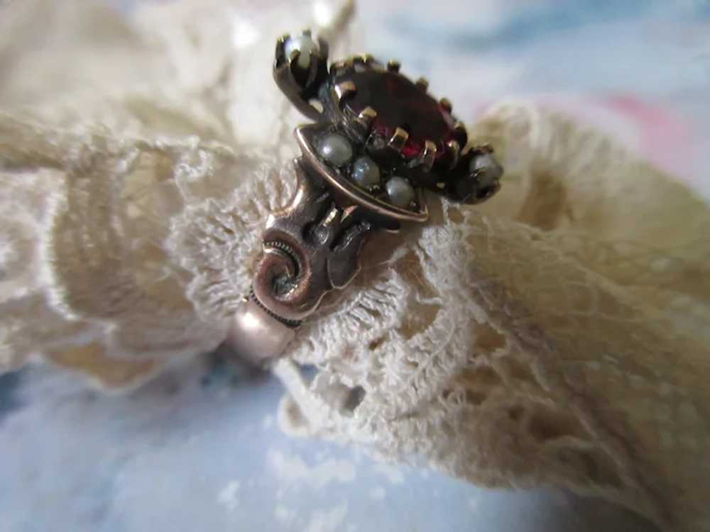 Victorian Antique 10K Seed Pearl and Paste Ring - image 7