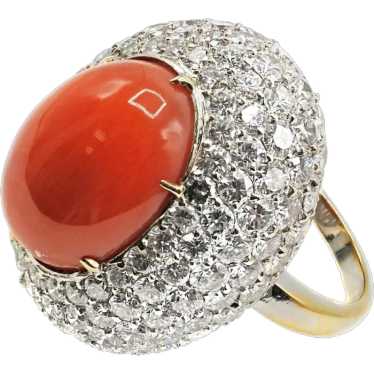 Impressive Mediterranean Coral Diamond 18 Karat Go