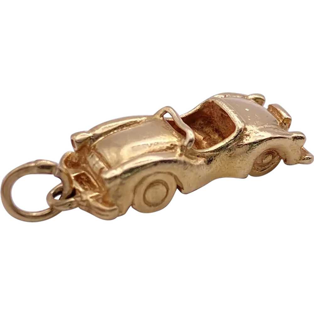 Convertible Coup Vintage Car Charm 14K Gold Three… - image 1