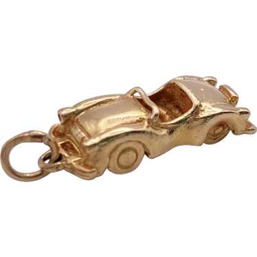 Convertible Coup Vintage Car Charm 14K Gold Three… - image 1