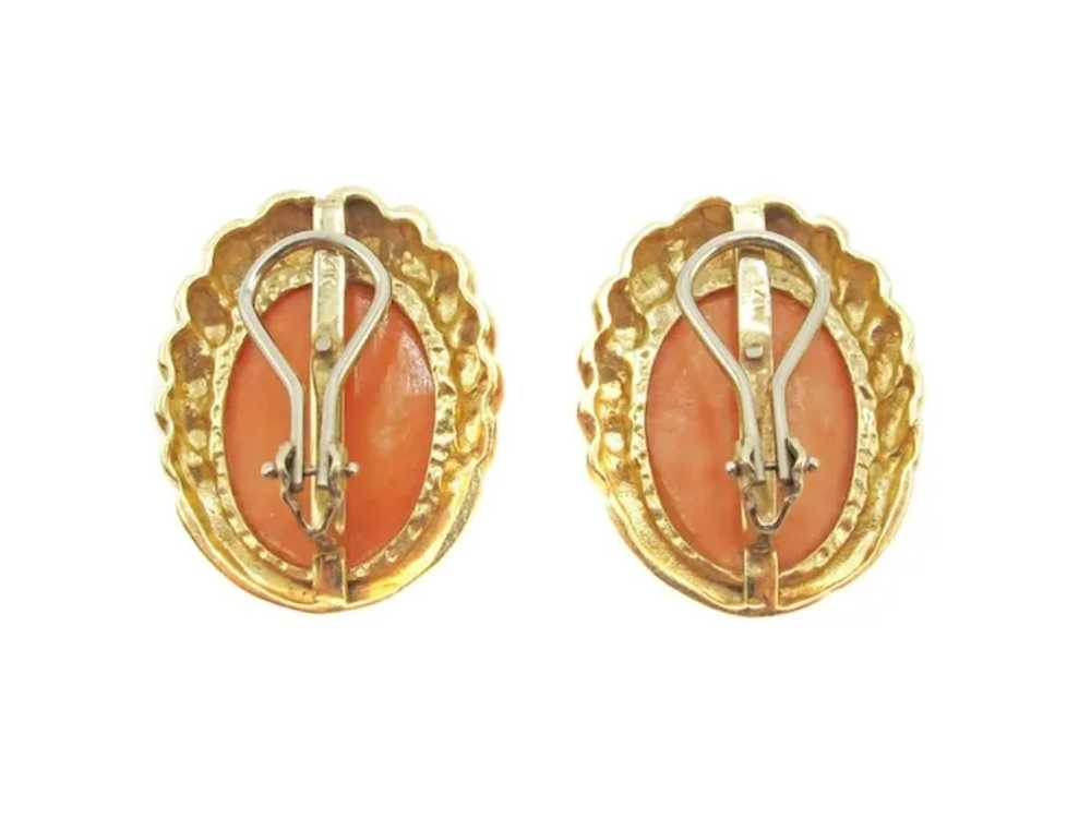 Chic Mediterranean Coral Gold Ear Clips - image 5