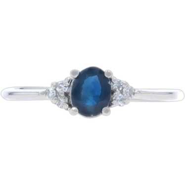 Platinum Sapphire & Diamond Ring - Oval .54ctw