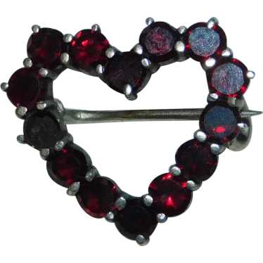 Romantic Antique Garnet Heart Pin