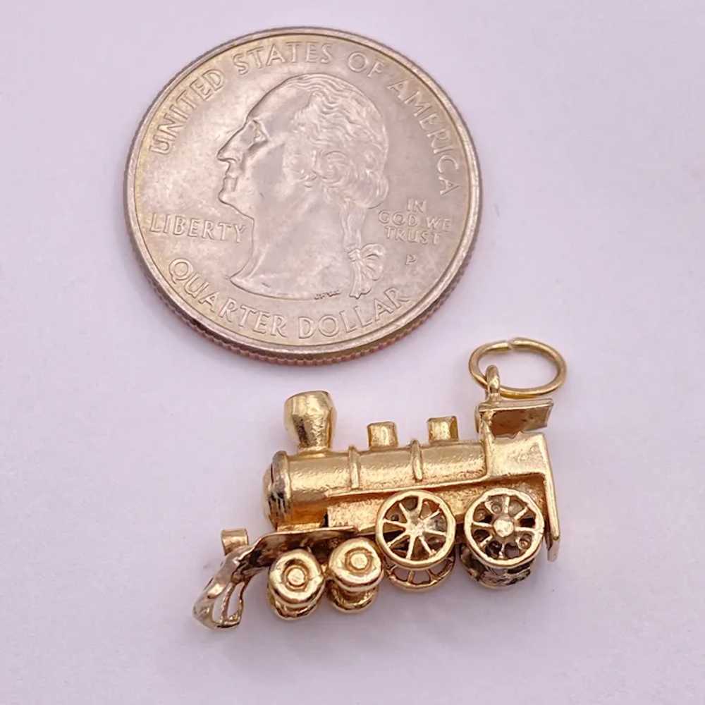 Locomotive Train Engine Vintage moving Charm 14K … - image 2