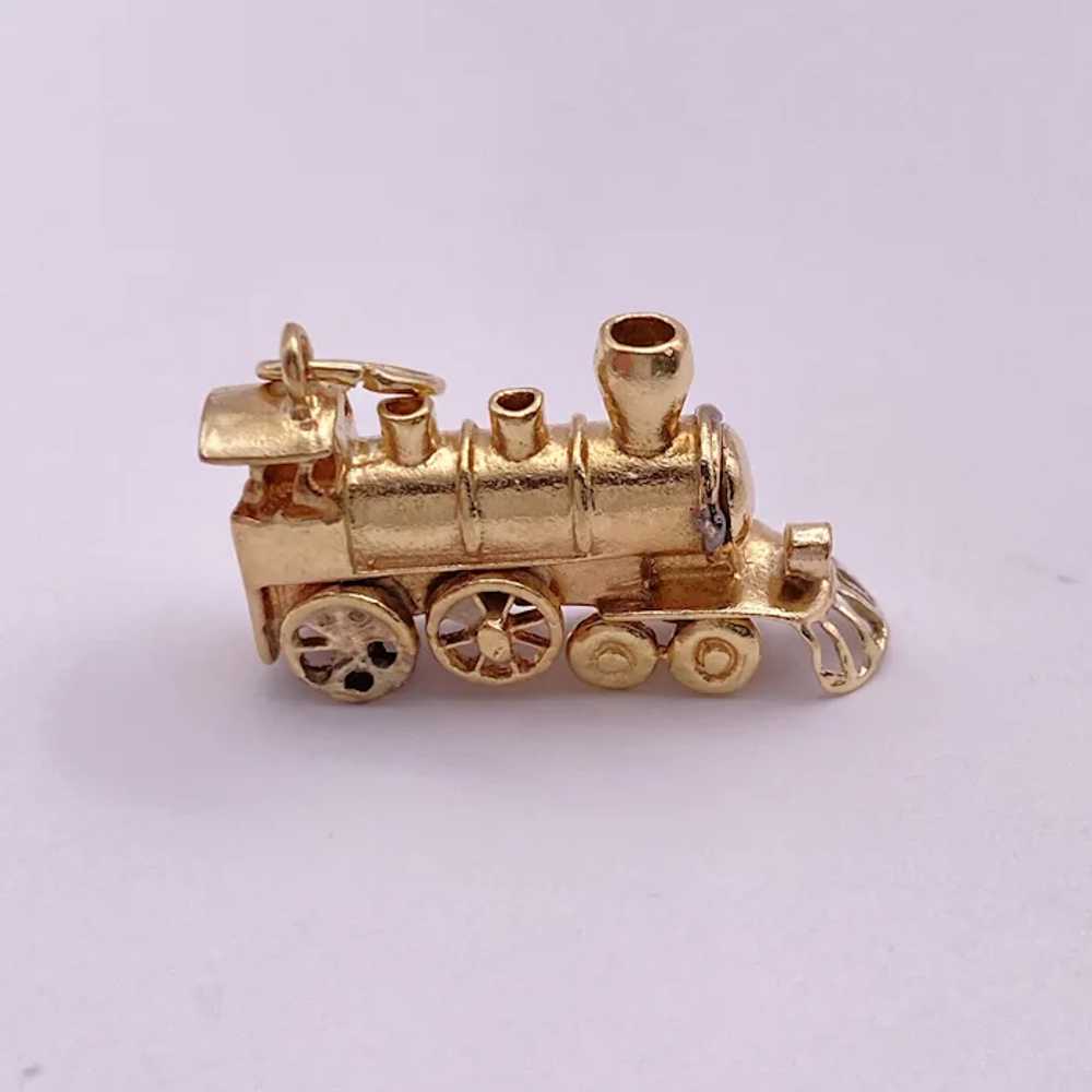 Locomotive Train Engine Vintage moving Charm 14K … - image 3