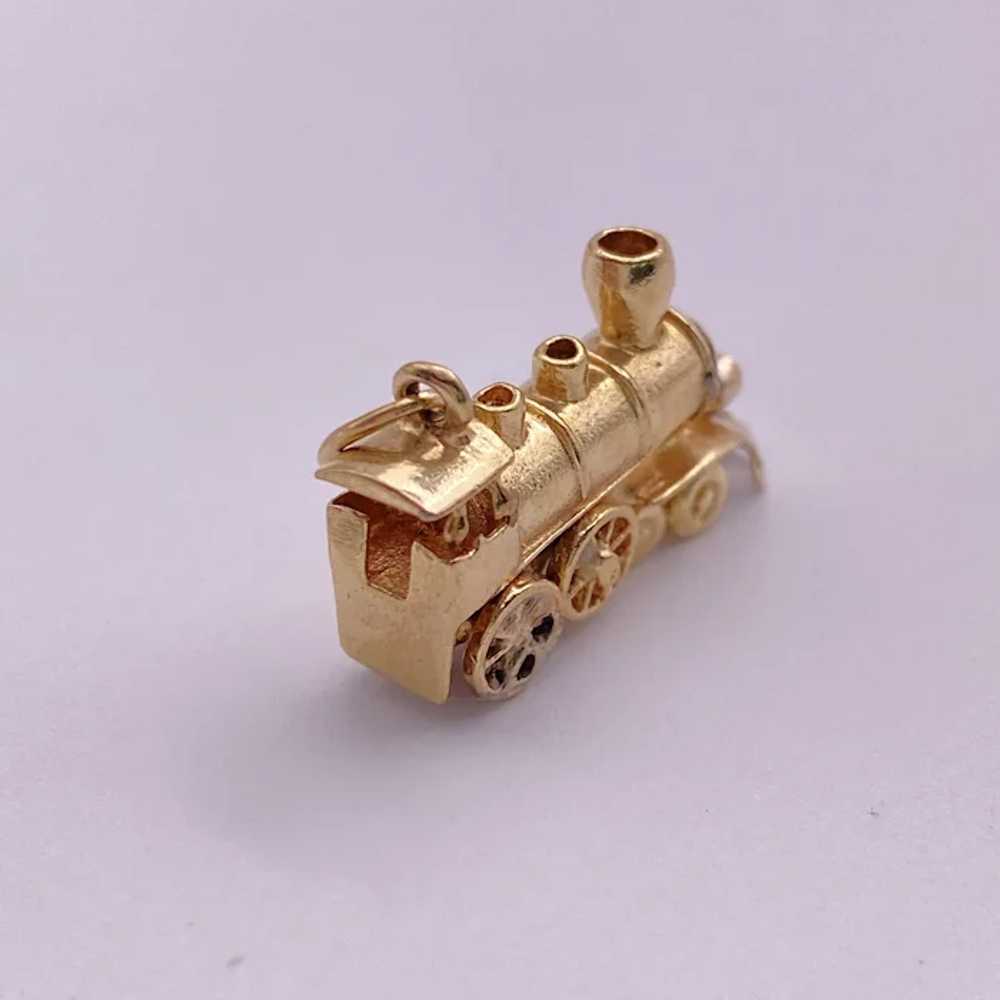 Locomotive Train Engine Vintage moving Charm 14K … - image 4