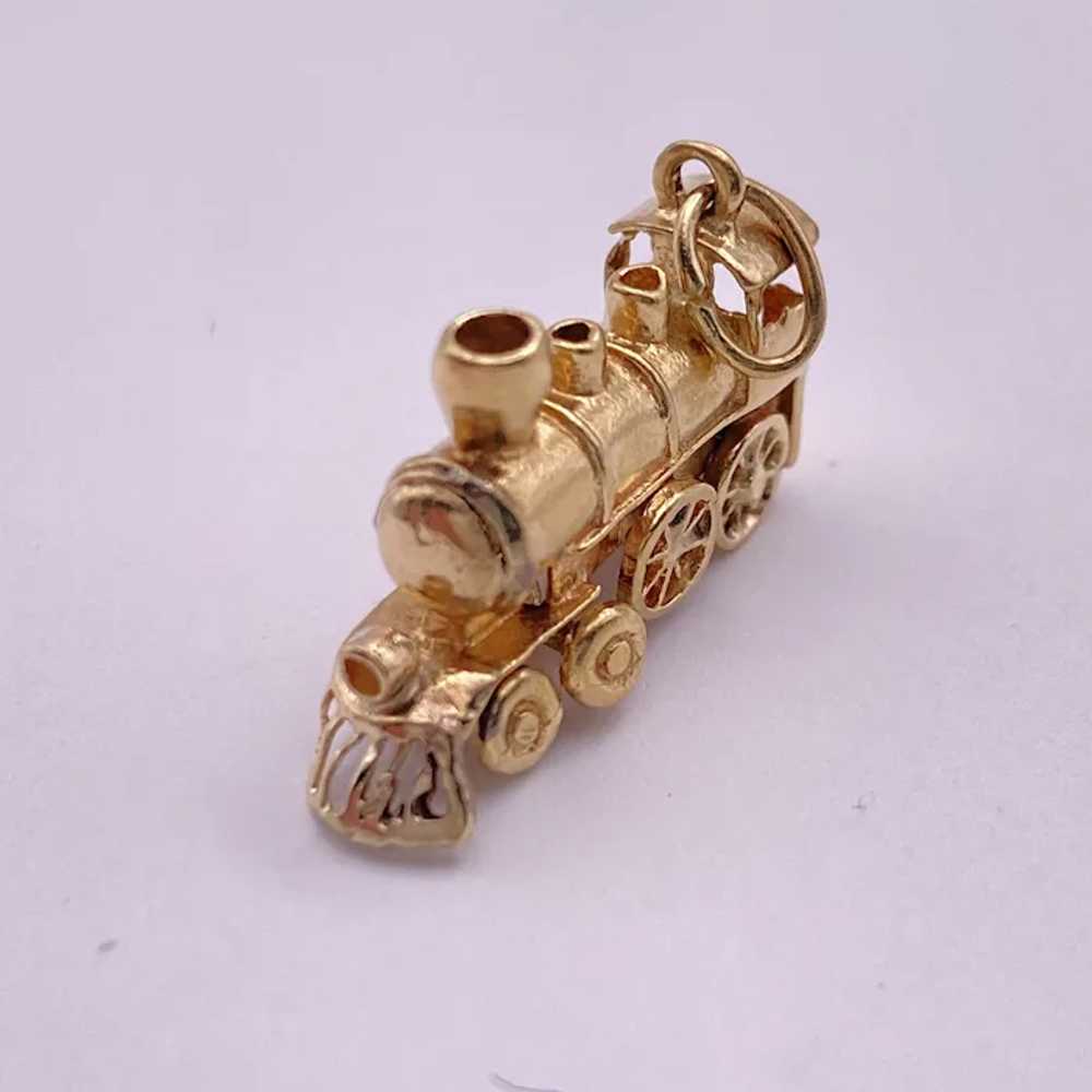 Locomotive Train Engine Vintage moving Charm 14K … - image 5