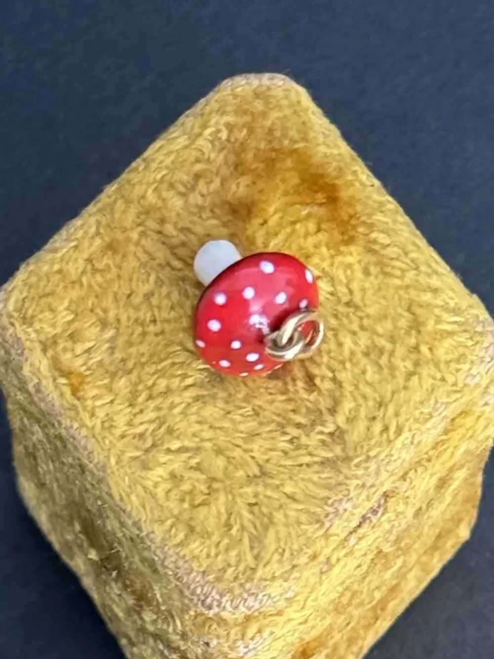 Vintage Gold Enamel Mushroom Charm - image 4