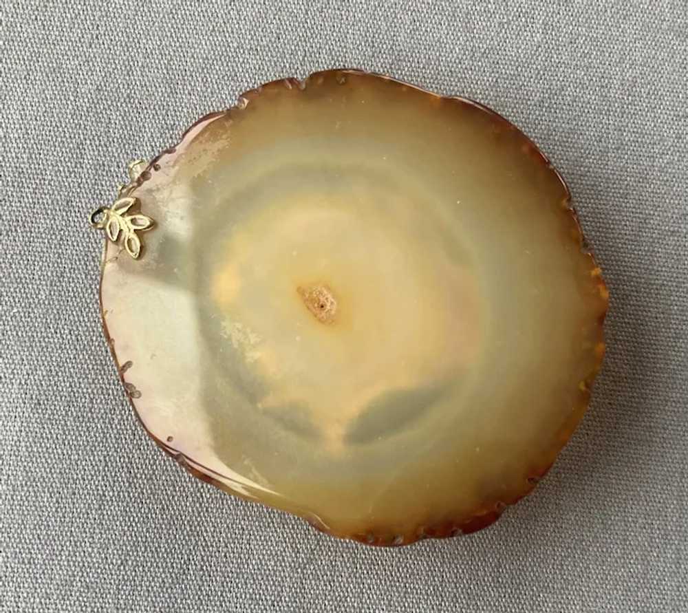 Unusual Large Agate Slice Pendant With Applied Je… - image 4