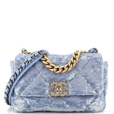 CHANEL 19 Flap Bag Quilted Sequins Medium - image 1