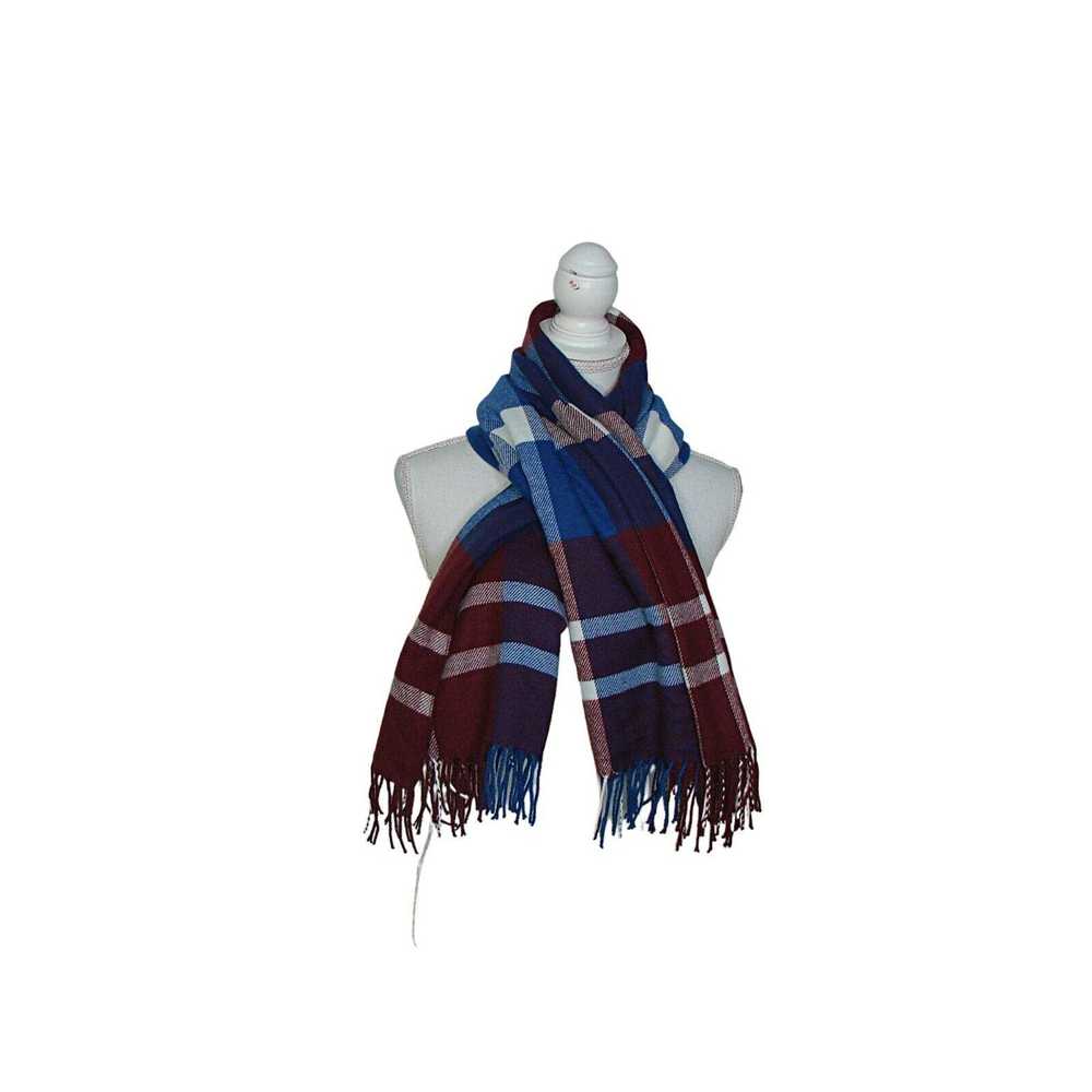 Generic Plaid Print Fringe Long Scarf Wrap Knit W… - image 4